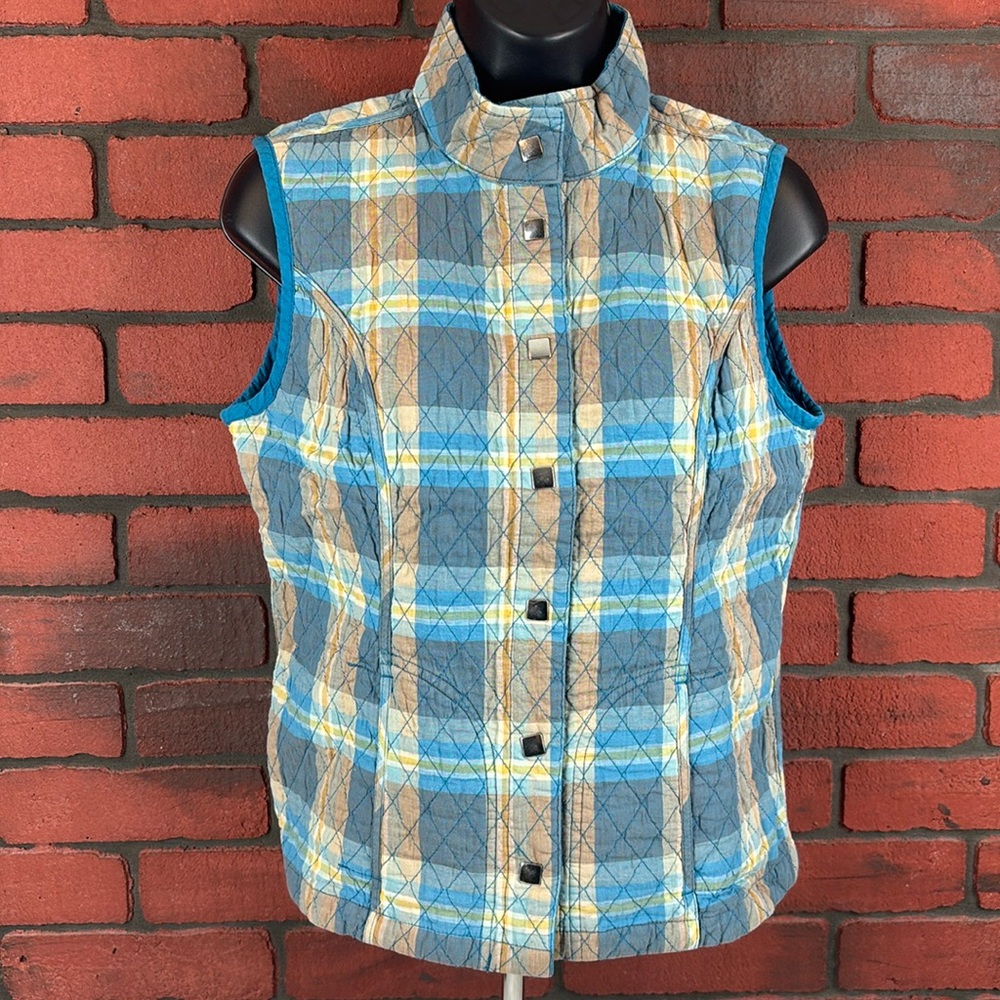 Christopher‎ & Banks Vest Womans Small Plaid Quilted
